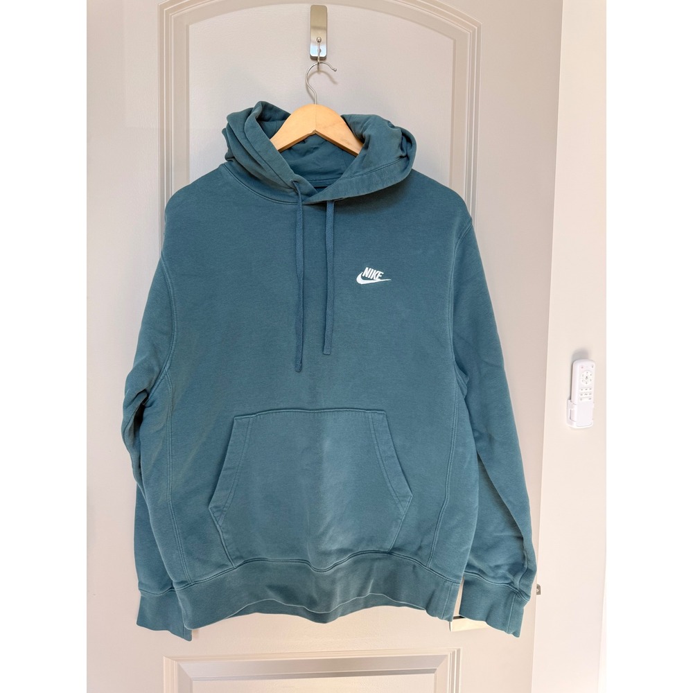 Nike Mens Sportswear Club Fleece Pullover Hoodie Teal Blue Size M
